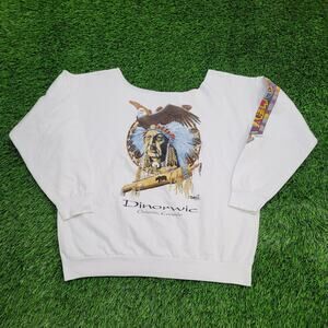 Vintage Native-American Sweatshirt Womens 2XL 24x26 White